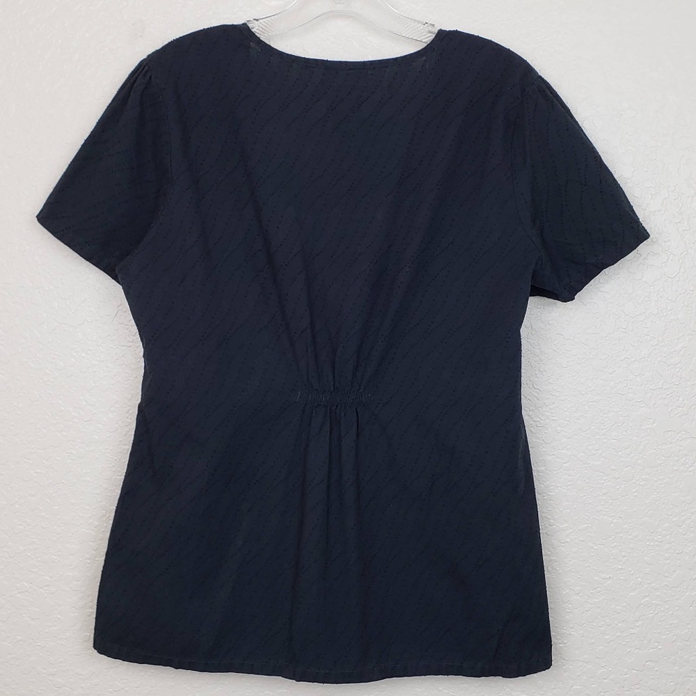 Cherokee Studio 100% Cotton Black Square Neck Babydoll Scrub Top - Womens Medium - Picture 2 of 8